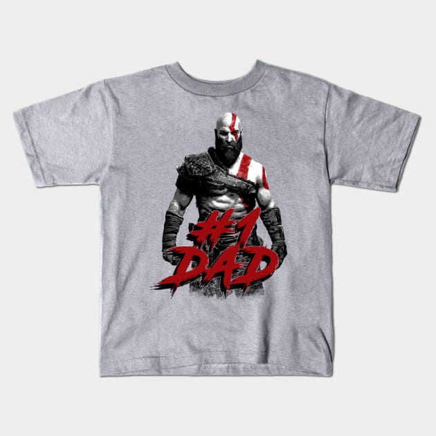 God of War - Kratos - Number 1 Dad Kids T-Shirt by Dopamine Creative